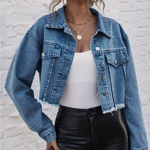 RSQ Blue Denim Cropped Jean Jacket size S